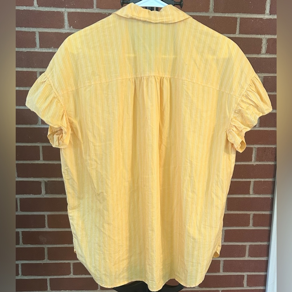 Madewell‎ Yellow Striped Button Down Shirt Top S Summer Wardrobe Minimalist Chic - Picture 5 of 9